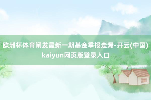 欧洲杯体育阐发最新一期基金季报走漏-开云(中国)kaiyun网页版登录入口