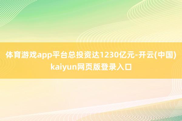 体育游戏app平台总投资达1230亿元-开云(中国)kaiyun网页版登录入口